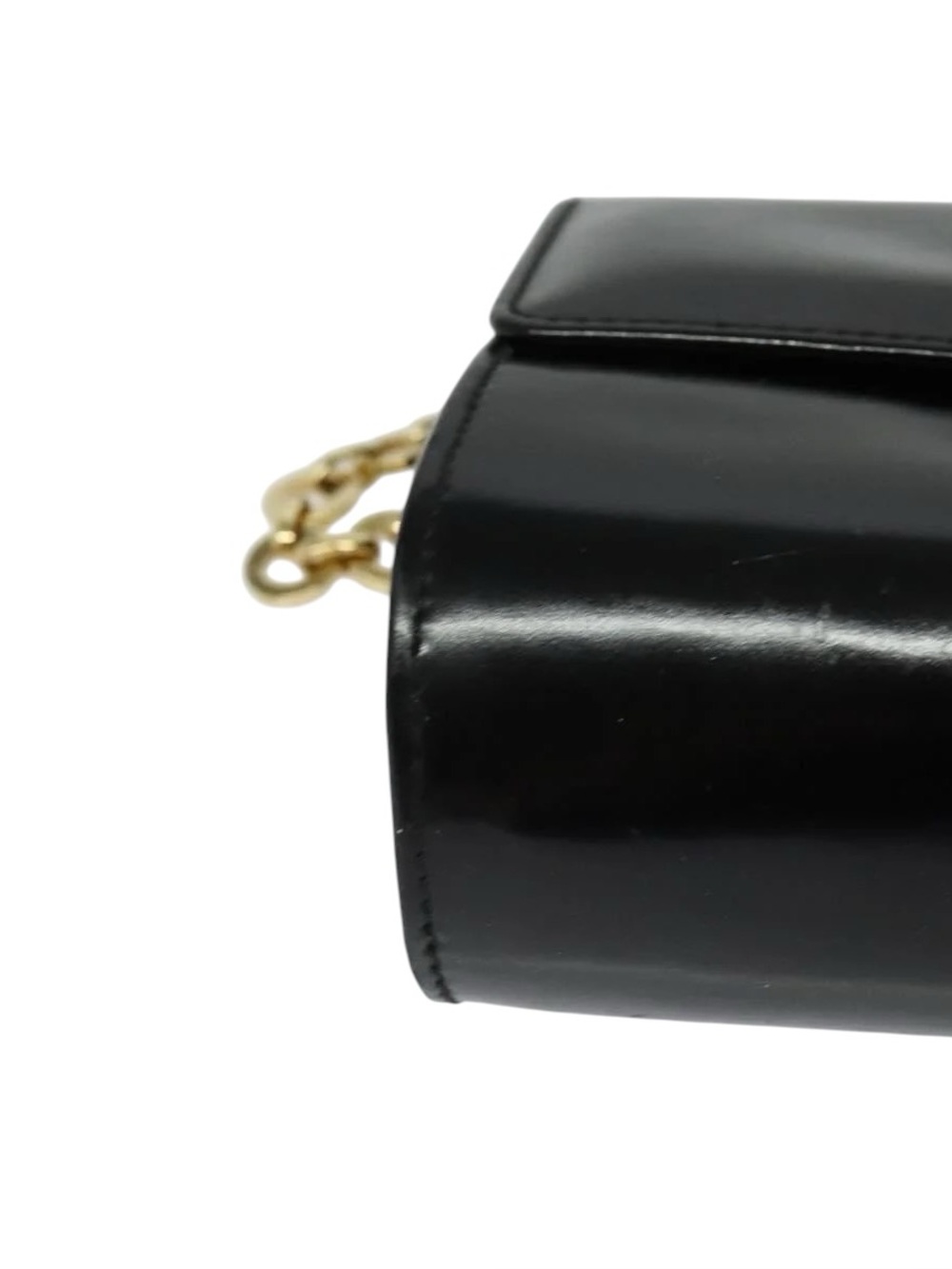 Salvatore Ferragamo Black Patent Leather Shoulder Bag Gold Hardware - Picture 5 of 10